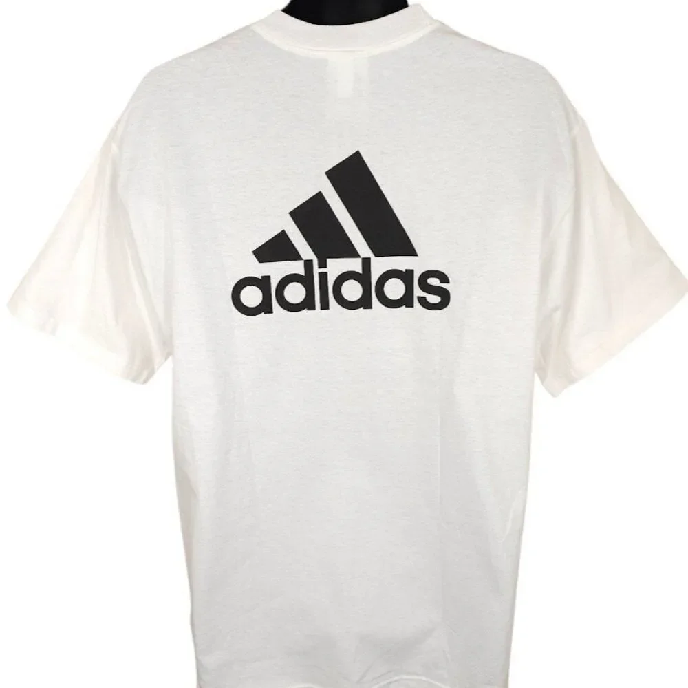 Vintage Adidas T Shirt Mens Size Medium White Y2K OVERSIZED Fit Streetwear